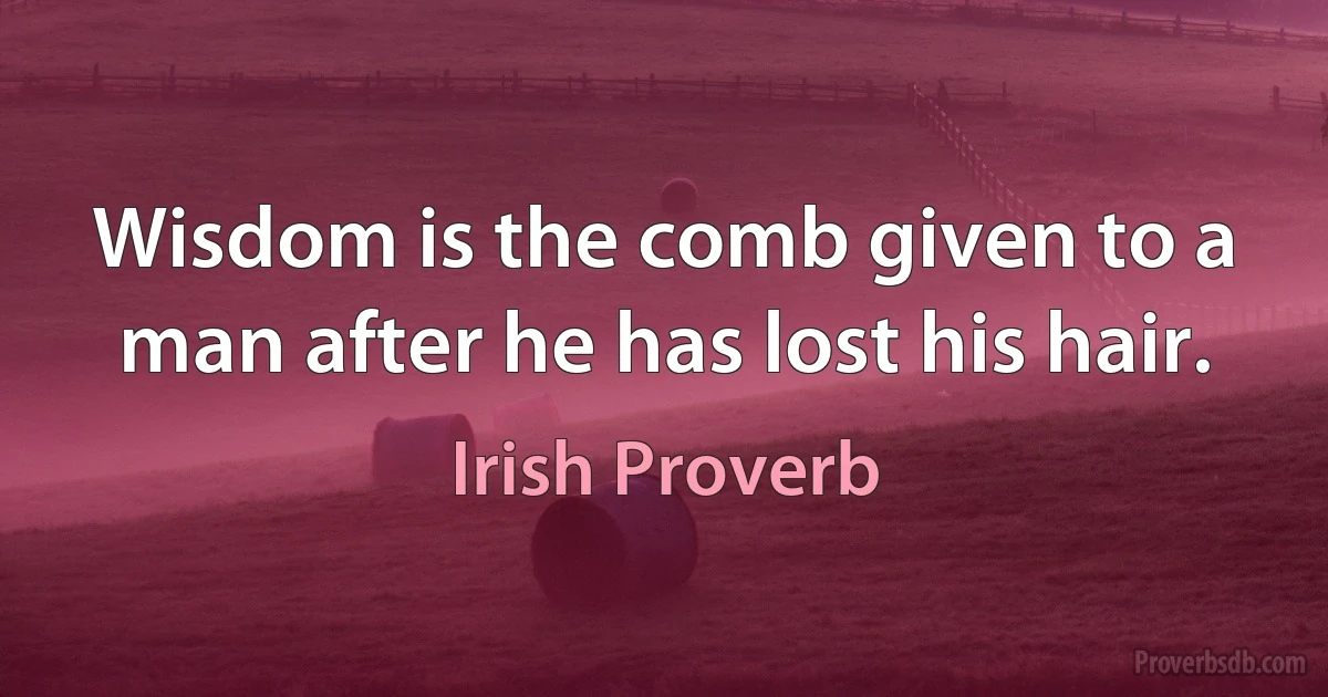 Wisdom is the comb given to a man after he has lost his hair. (Irish Proverb)