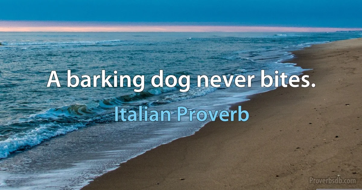 A barking dog never bites. (Italian Proverb)