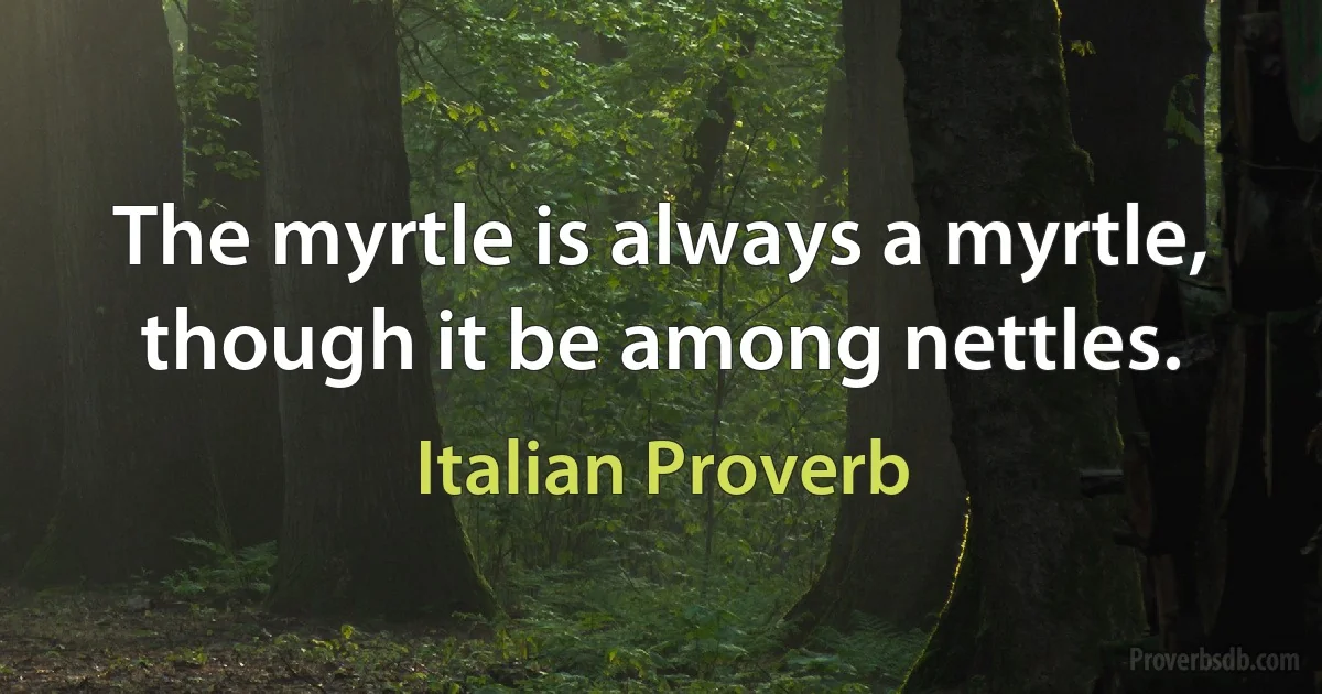 The myrtle is always a myrtle, though it be among nettles. (Italian Proverb)