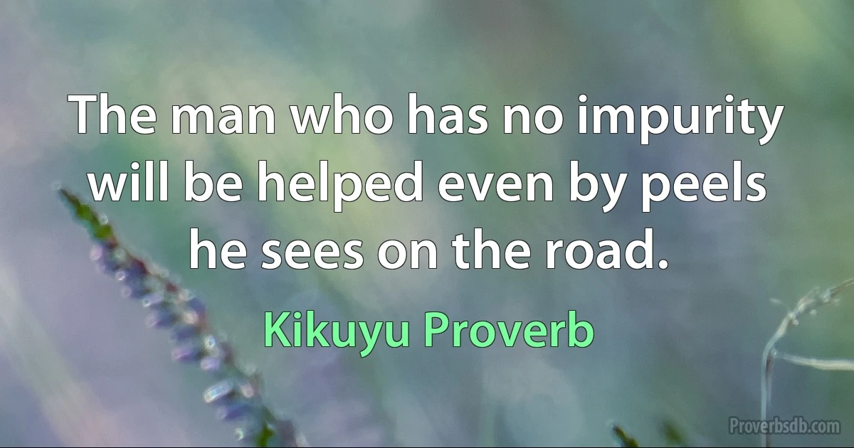 The man who has no impurity will be helped even by peels he sees on the road. (Kikuyu Proverb)