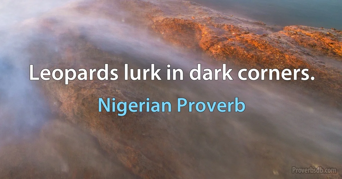 Leopards lurk in dark corners. (Nigerian Proverb)