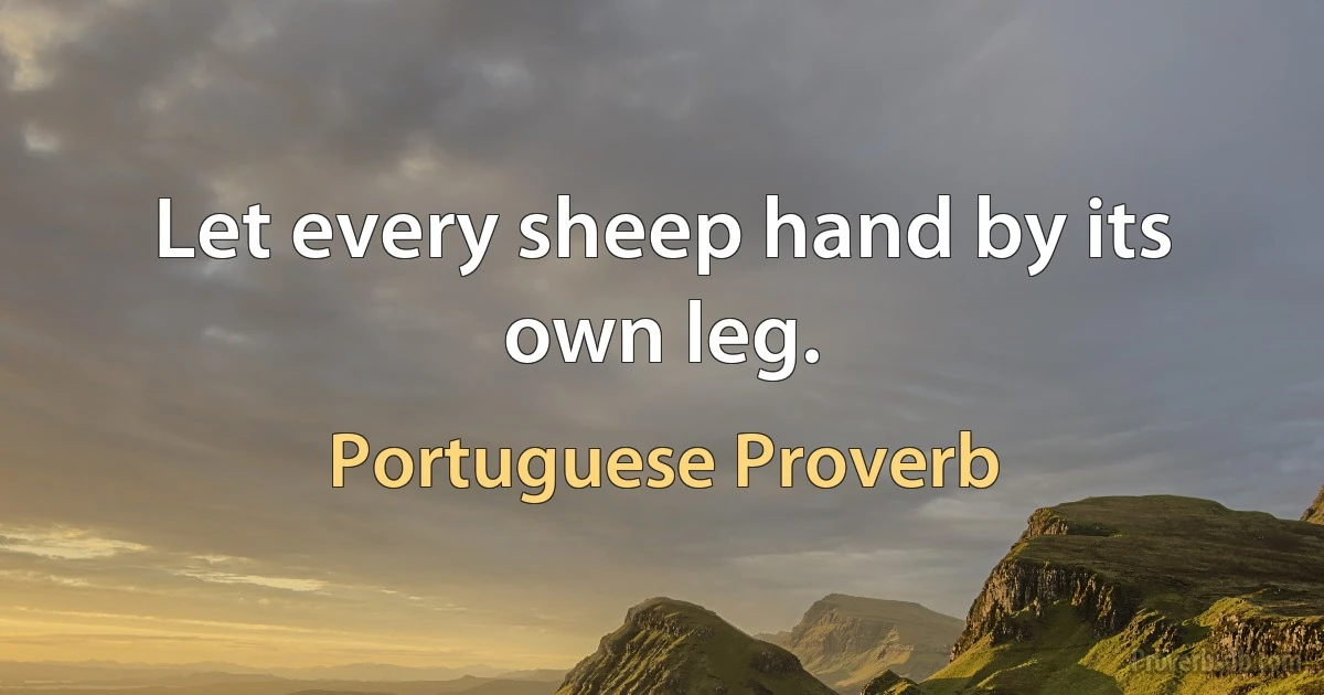 Let every sheep hand by its own leg. (Portuguese Proverb)