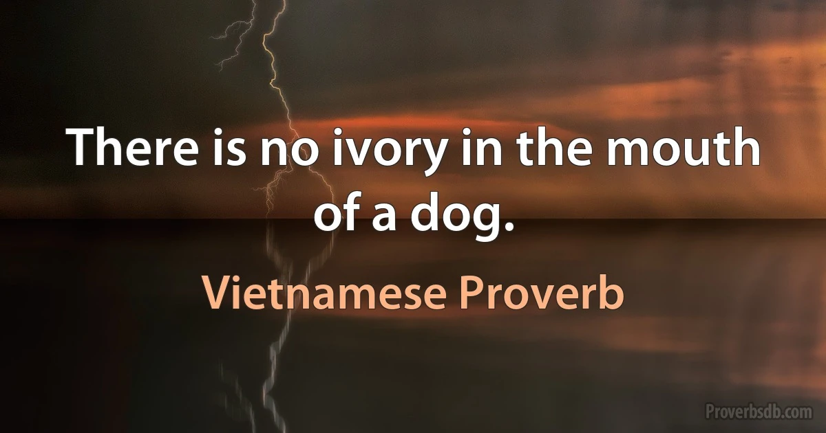 There is no ivory in the mouth of a dog. (Vietnamese Proverb)