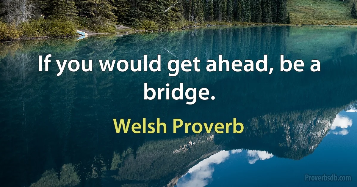 If you would get ahead, be a bridge. (Welsh Proverb)