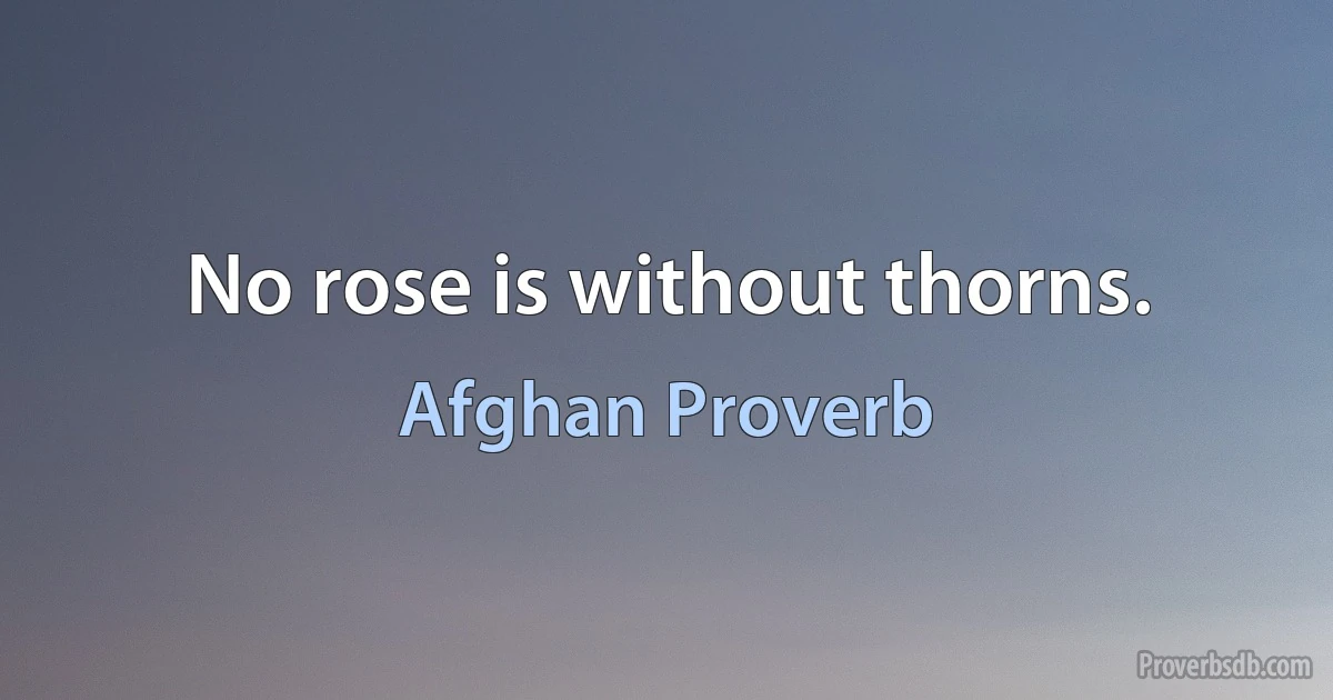 No rose is without thorns. (Afghan Proverb)