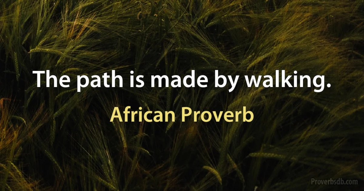 The path is made by walking. (African Proverb)