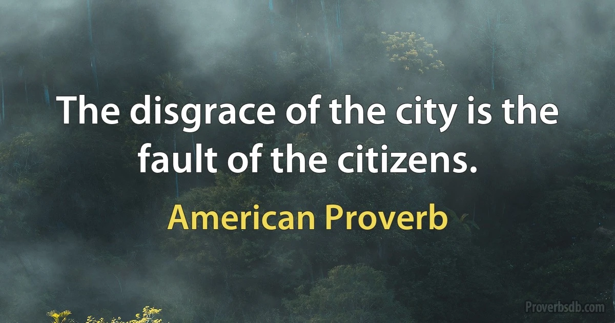 The disgrace of the city is the fault of the citizens. (American Proverb)