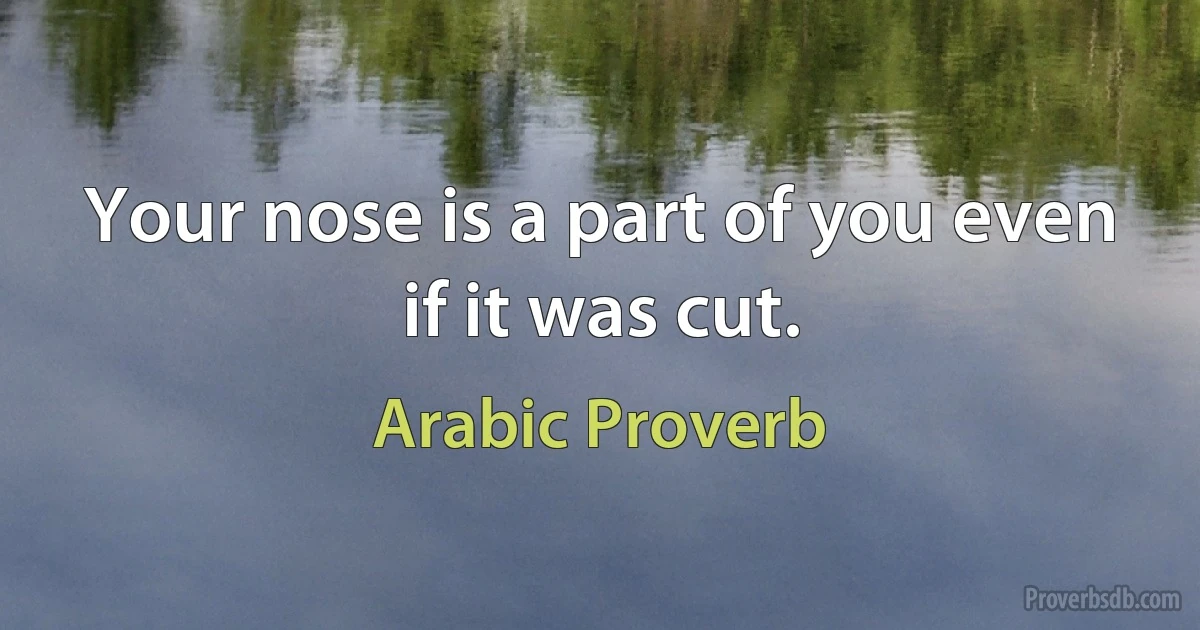 Your nose is a part of you even if it was cut. (Arabic Proverb)