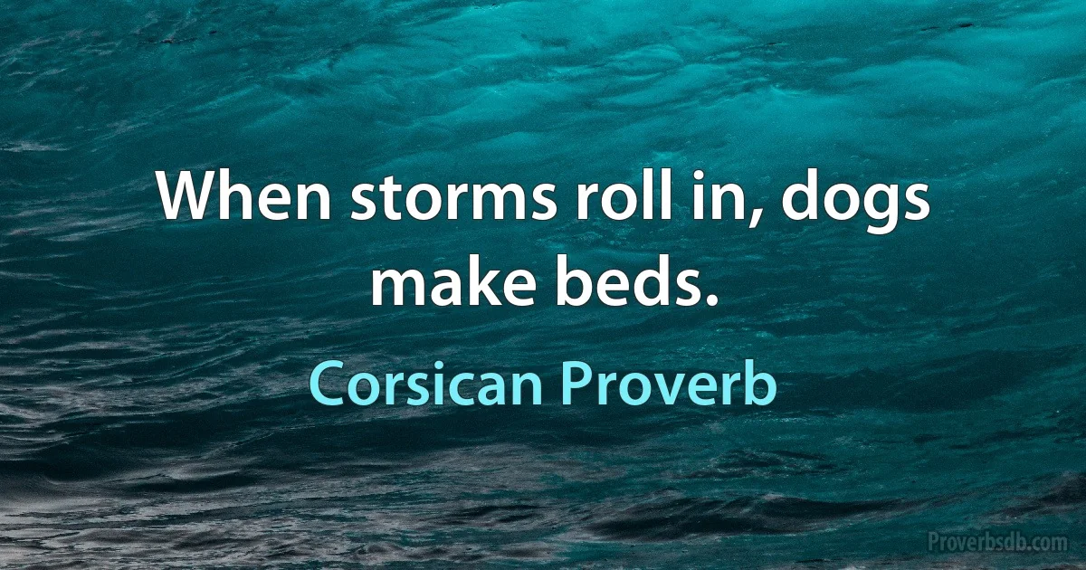 When storms roll in, dogs make beds. (Corsican Proverb)