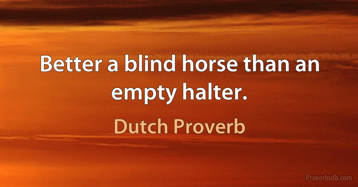 Better a blind horse than an empty halter. (Dutch Proverb)