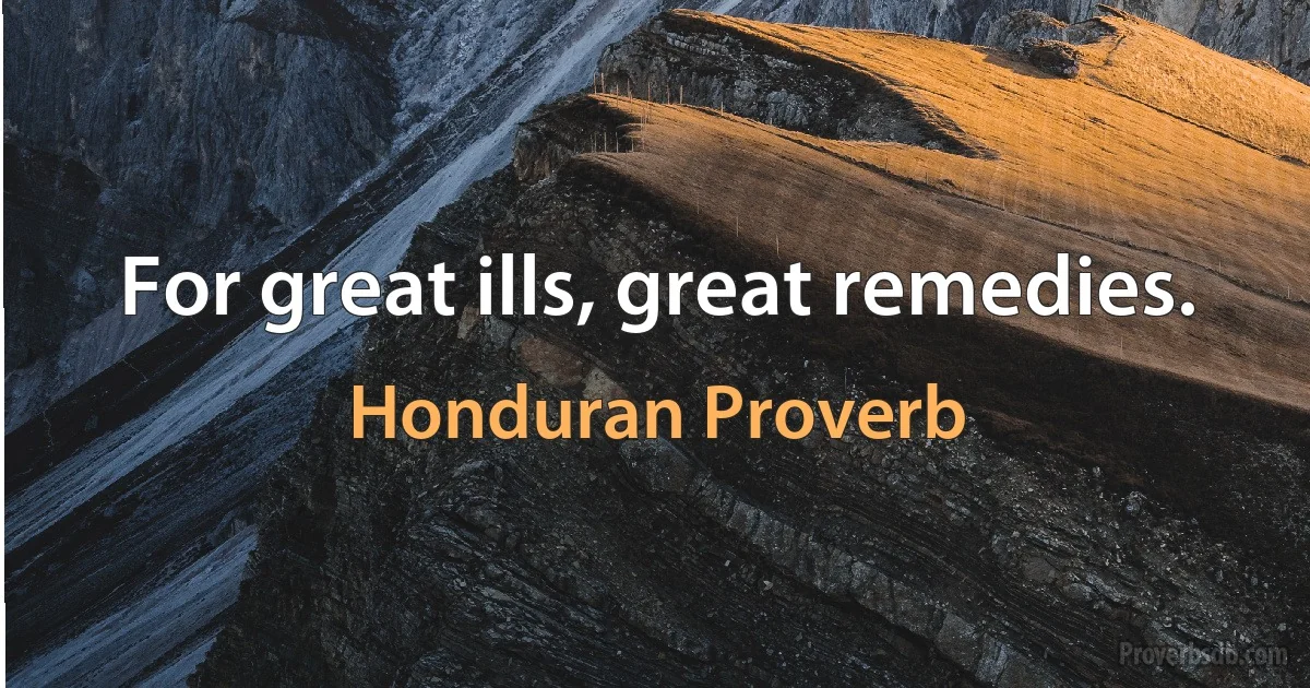 For great ills, great remedies. (Honduran Proverb)