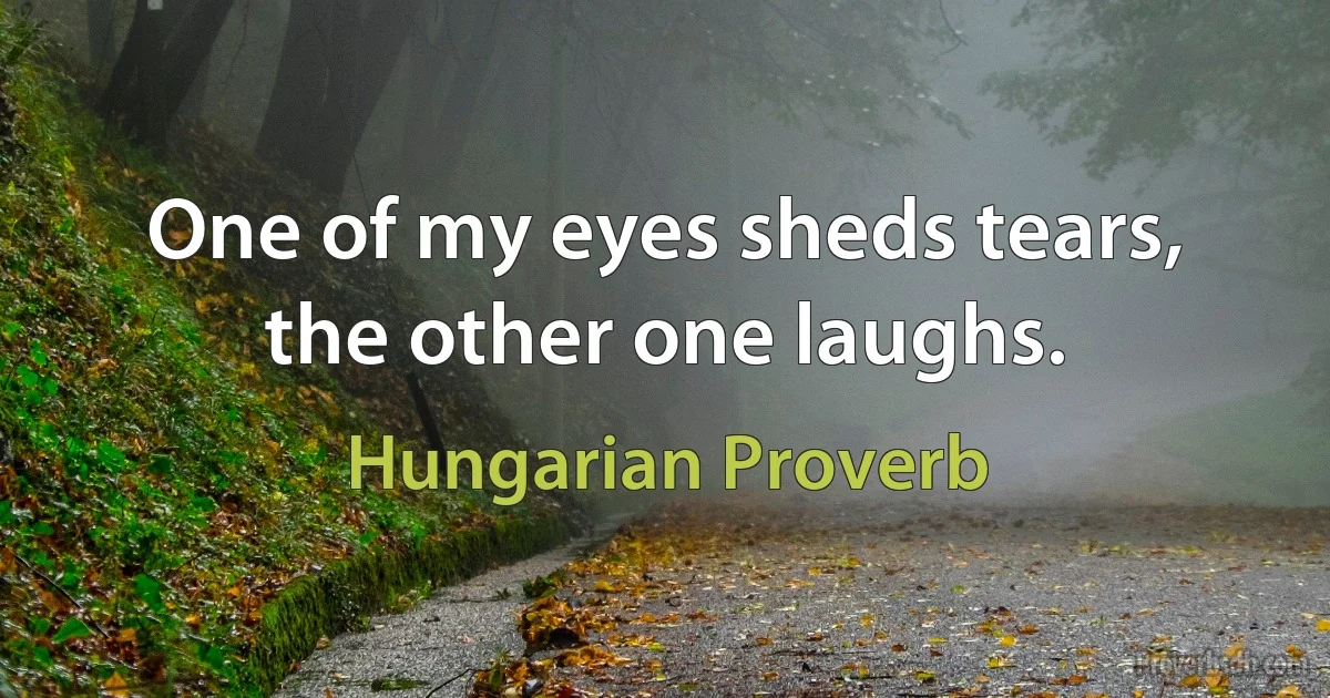 One of my eyes sheds tears, the other one laughs. (Hungarian Proverb)