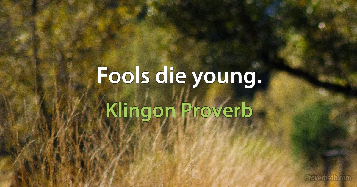 Fools die young. (Klingon Proverb)