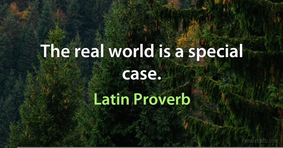 The real world is a special case. (Latin Proverb)