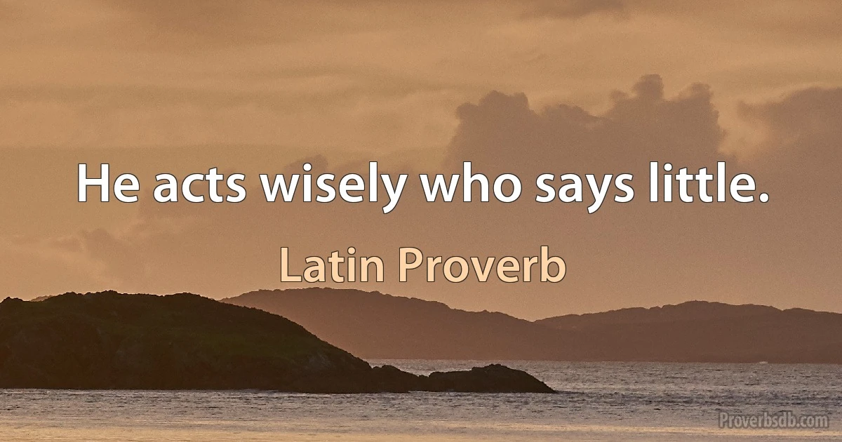 He acts wisely who says little. (Latin Proverb)