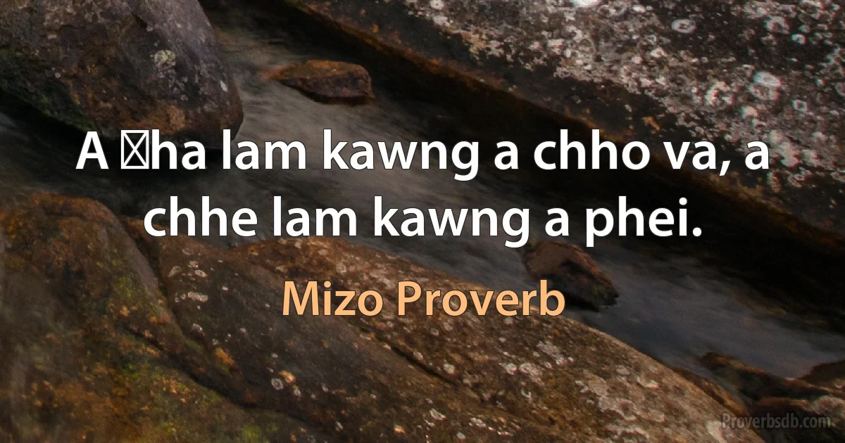 A ṭha lam kawng a chho va, a chhe lam kawng a phei. (Mizo Proverb)