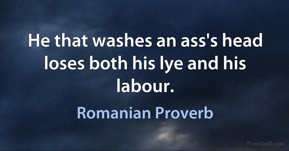 He that washes an ass's head loses both his lye and his labour. (Romanian Proverb)