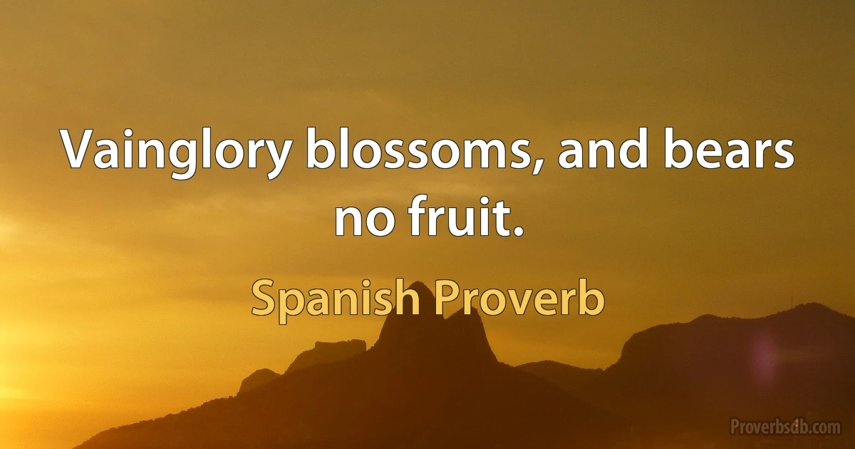 Vainglory blossoms, and bears no fruit. (Spanish Proverb)