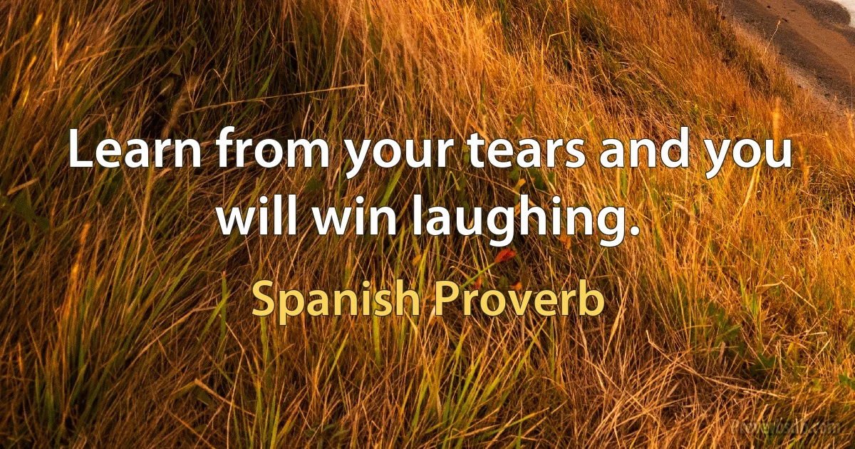 Learn from your tears and you will win laughing. (Spanish Proverb)