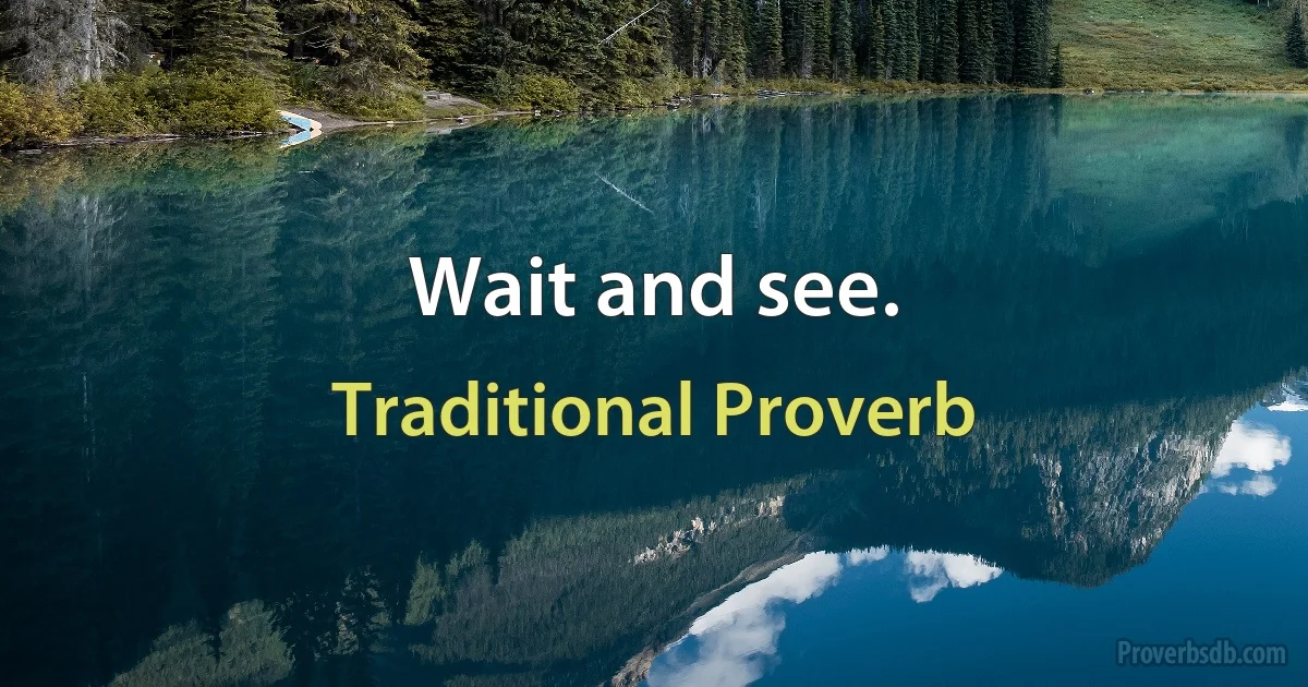 Wait and see. (Traditional Proverb)