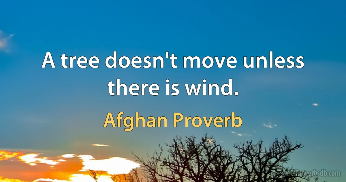 A tree doesn't move unless there is wind. (Afghan Proverb)