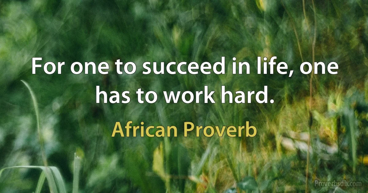 For one to succeed in life, one has to work hard. (African Proverb)