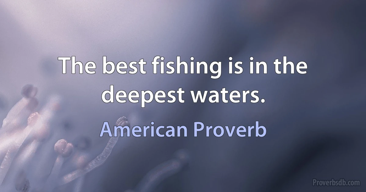 The best fishing is in the deepest waters. (American Proverb)