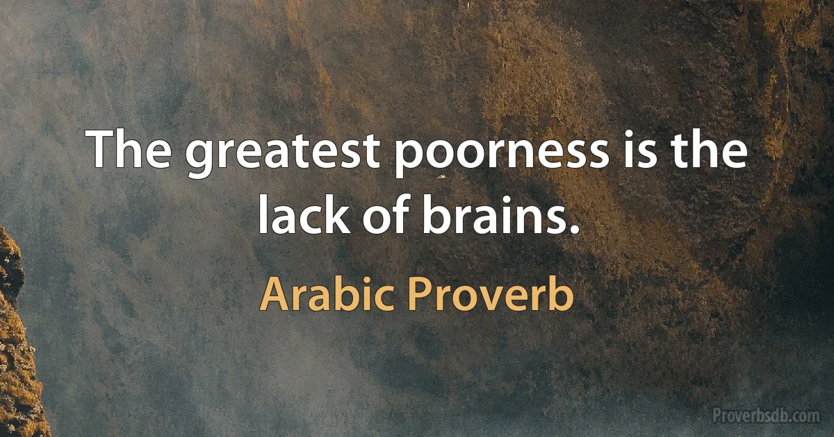 The greatest poorness is the lack of brains. (Arabic Proverb)