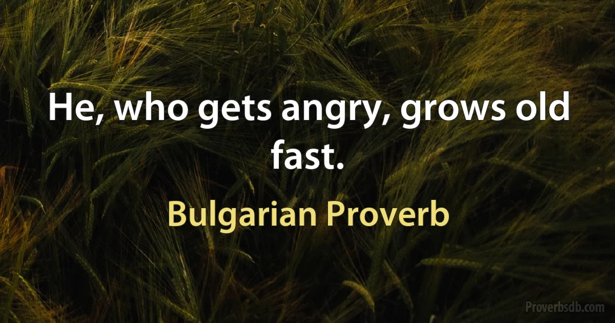 He, who gets angry, grows old fast. (Bulgarian Proverb)