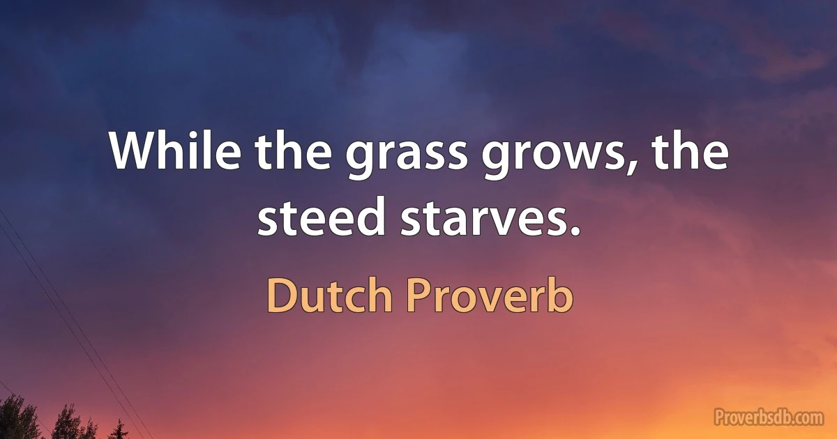 While the grass grows, the steed starves. (Dutch Proverb)