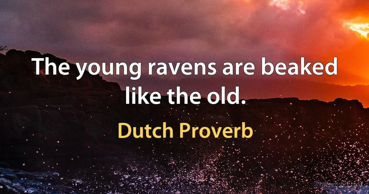 The young ravens are beaked like the old. (Dutch Proverb)