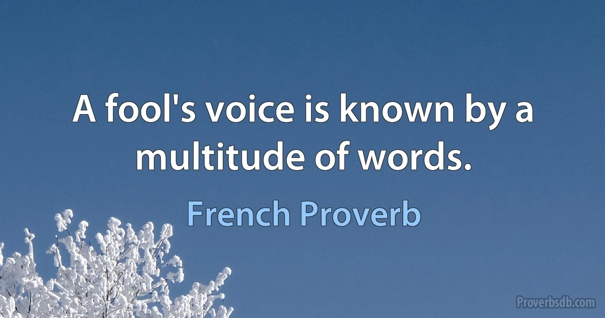 A fool's voice is known by a multitude of words. (French Proverb)