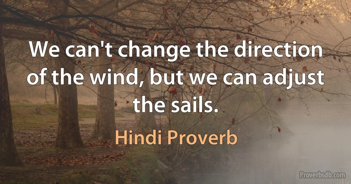 We can't change the direction of the wind, but we can adjust the sails. (Hindi Proverb)