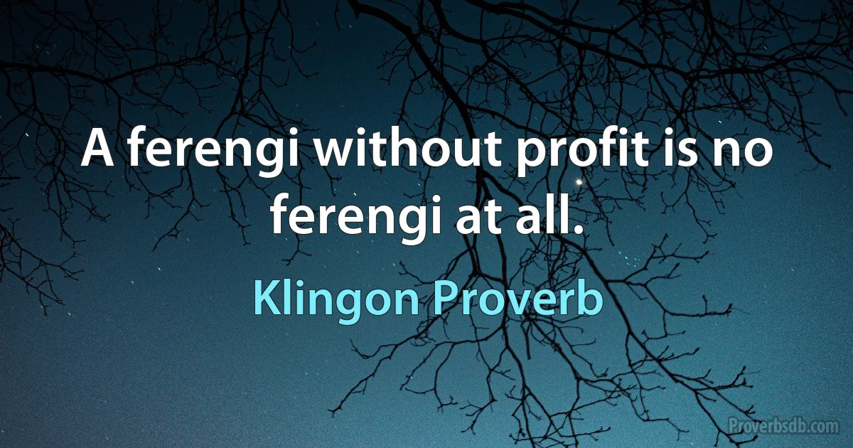 A ferengi without profit is no ferengi at all. (Klingon Proverb)