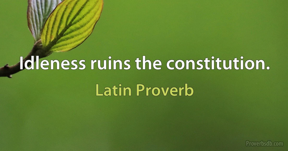 Idleness ruins the constitution. (Latin Proverb)