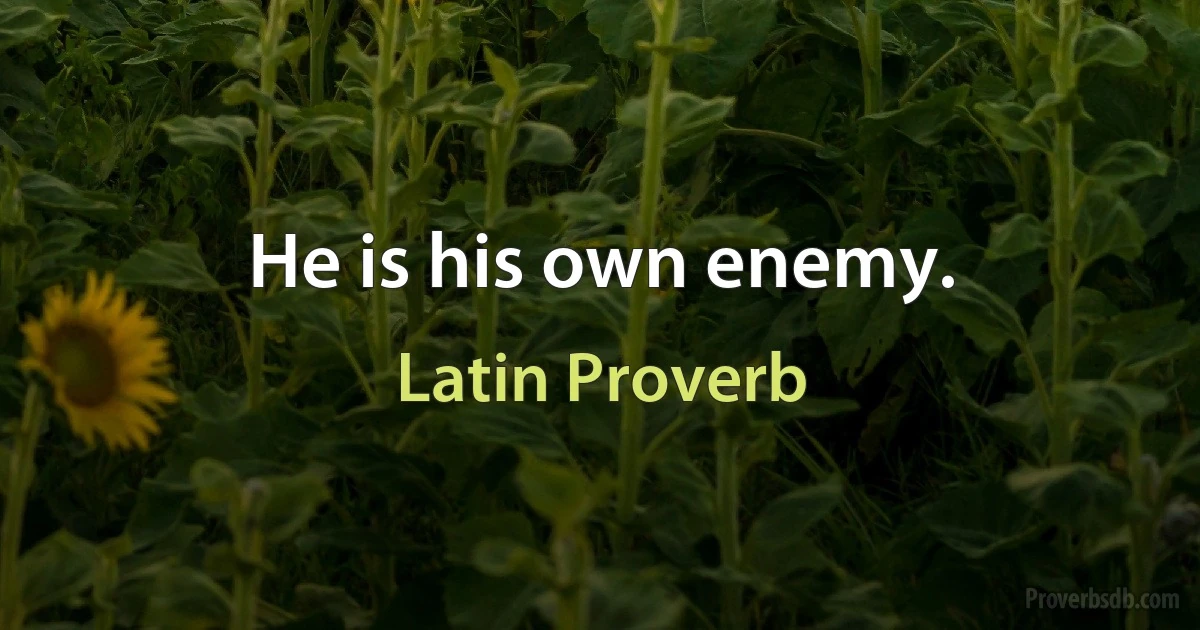 He is his own enemy. (Latin Proverb)