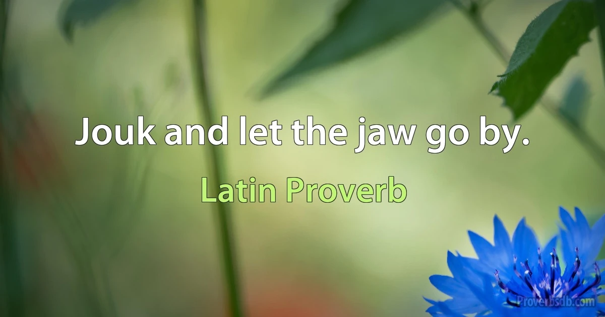 Jouk and let the jaw go by. (Latin Proverb)