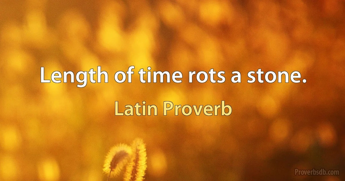 Length of time rots a stone. (Latin Proverb)