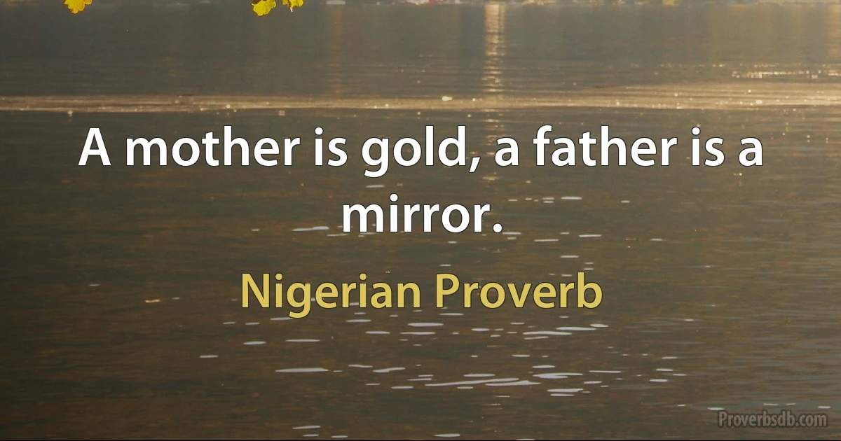 A mother is gold, a father is a mirror. (Nigerian Proverb)