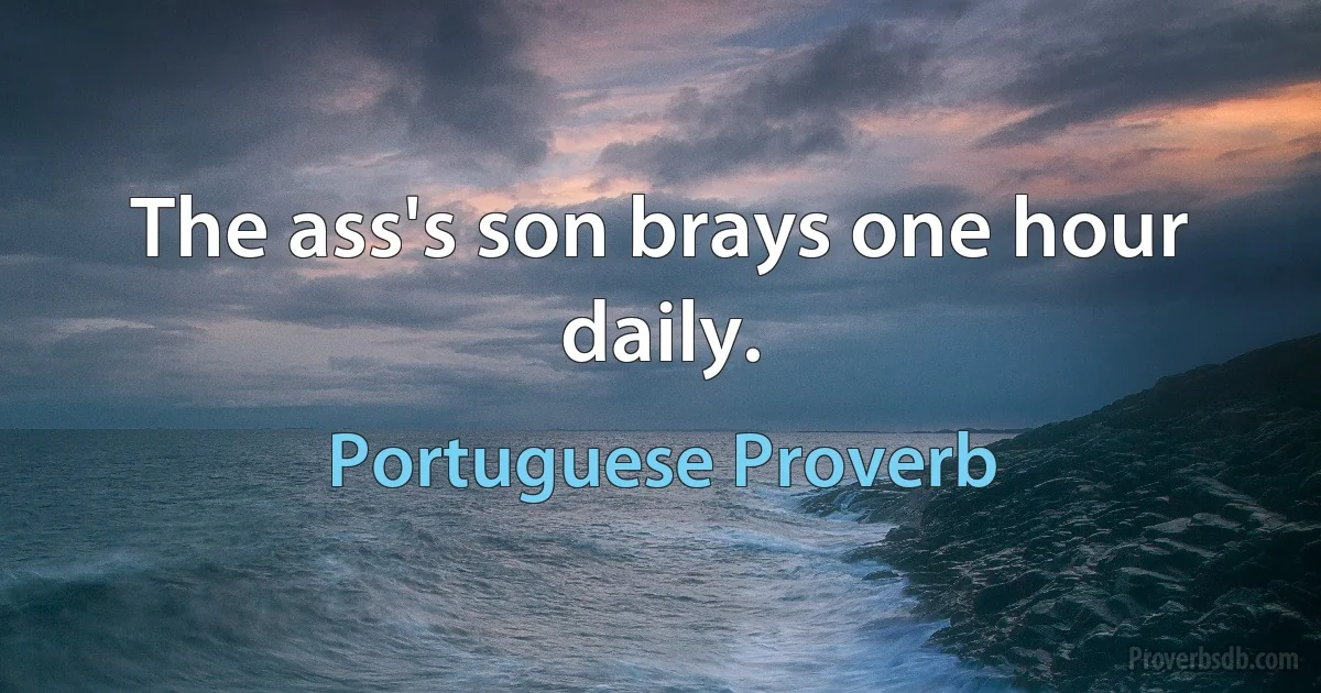 The ass's son brays one hour daily. (Portuguese Proverb)