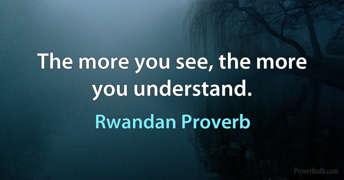 The more you see, the more you understand. (Rwandan Proverb)