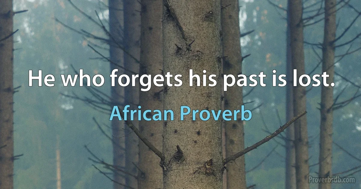 He who forgets his past is lost. (African Proverb)