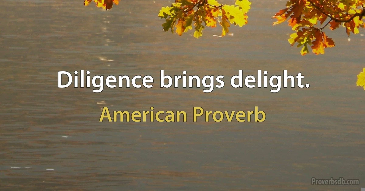 Diligence brings delight. (American Proverb)