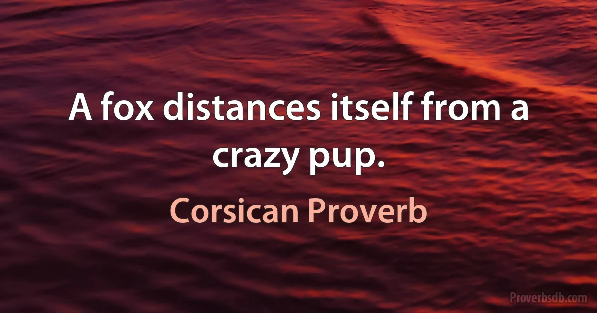 A fox distances itself from a crazy pup. (Corsican Proverb)