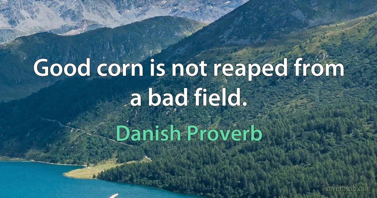 Good corn is not reaped from a bad field. (Danish Proverb)