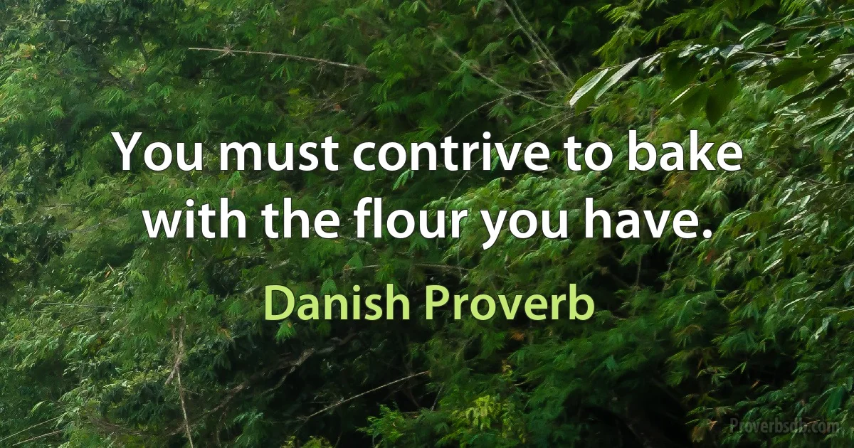 You must contrive to bake with the flour you have. (Danish Proverb)