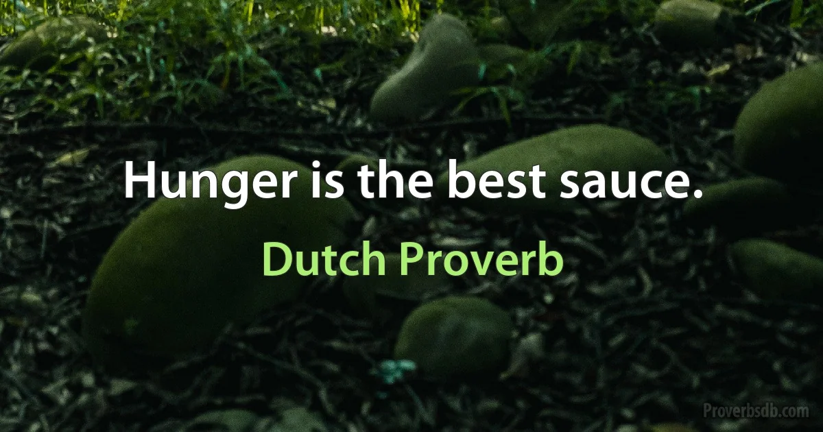 Hunger is the best sauce. (Dutch Proverb)