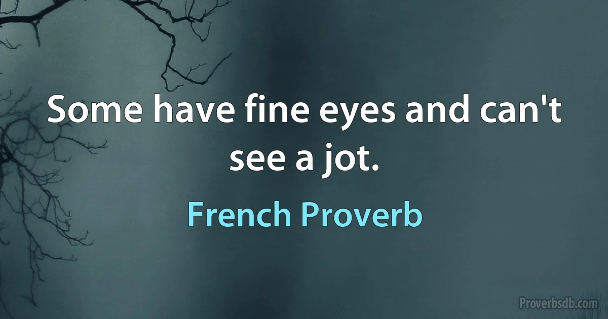 Some have fine eyes and can't see a jot. (French Proverb)