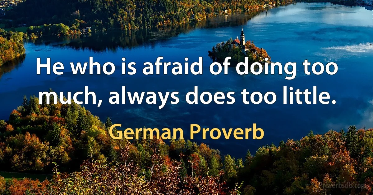He who is afraid of doing too much, always does too little. (German Proverb)