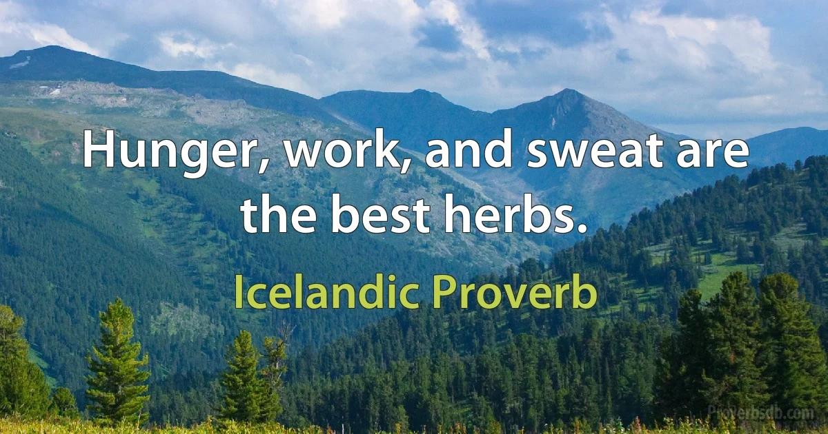 Hunger, work, and sweat are the best herbs. (Icelandic Proverb)